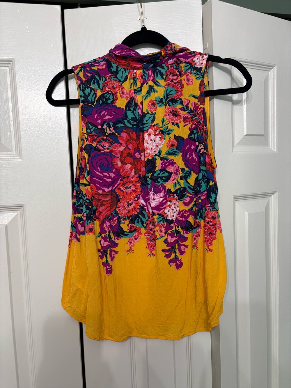 Anthropologie Mustard Sleeveless Floral Button-Front Tank - Picture 3 of 3